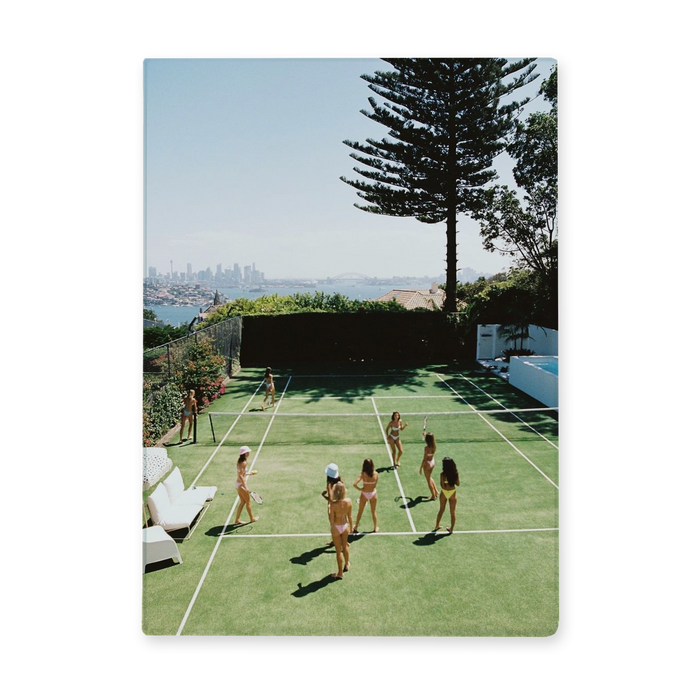 Girls Playing Tennis Cutting Board