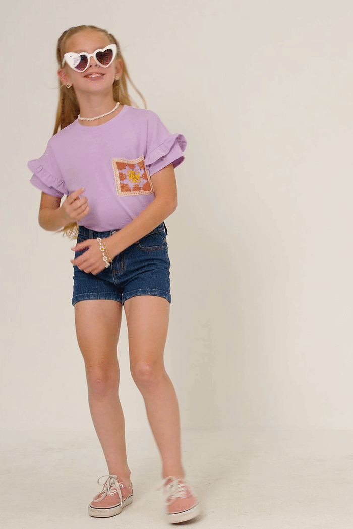 Girls Roll Up Denim Shorts
