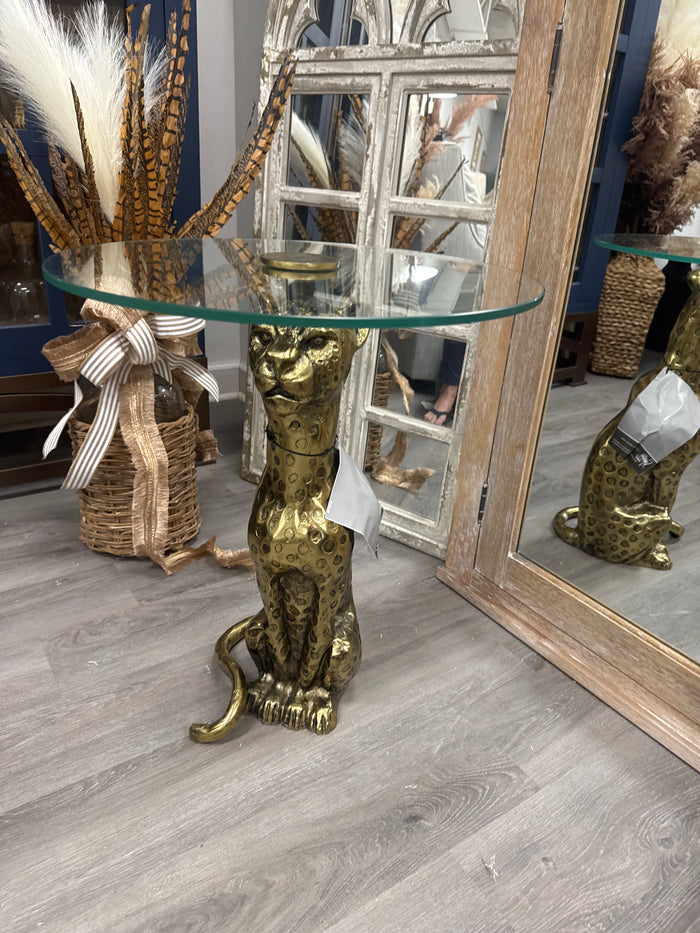 Glass leopard table