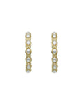 Gold Hammered and Pearl Circle 2" Hoop Earring