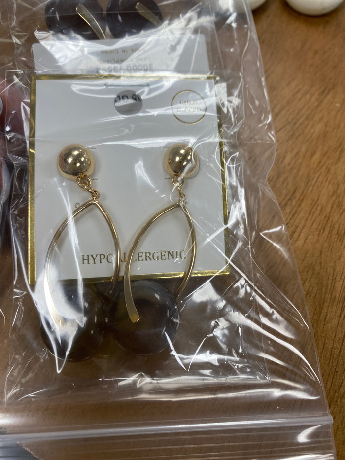 Gold open metal drop brown, natural stone ￼