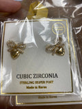 Gold rhinestone metal bow with heart