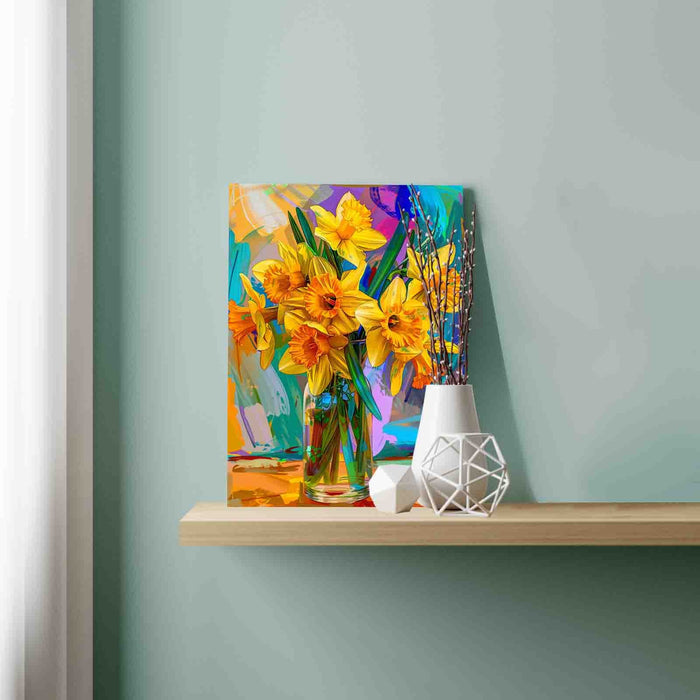 Golden Daffodils in Abstract Vase Paint by Numbers