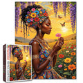 Golden Floral Serenity Portrait Jigsaw Puzzle