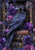 Gothic Raven and Purple Roses Jigsaw Puzzle