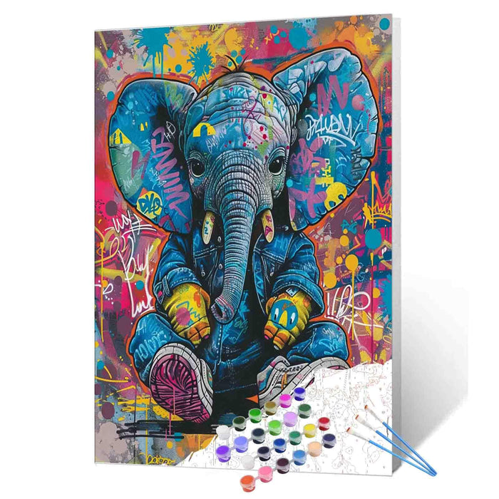 Graffiti Cool Elephant Paint by Numbers