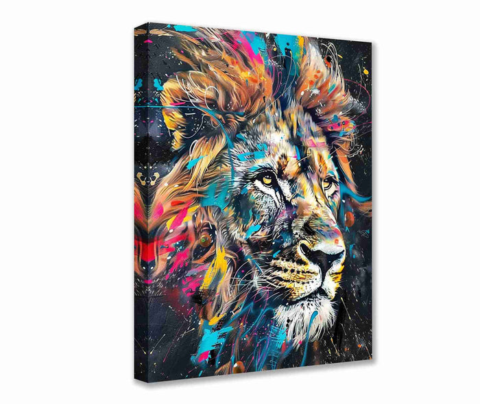 Graffiti Lion Portrait Canvas Wall Art