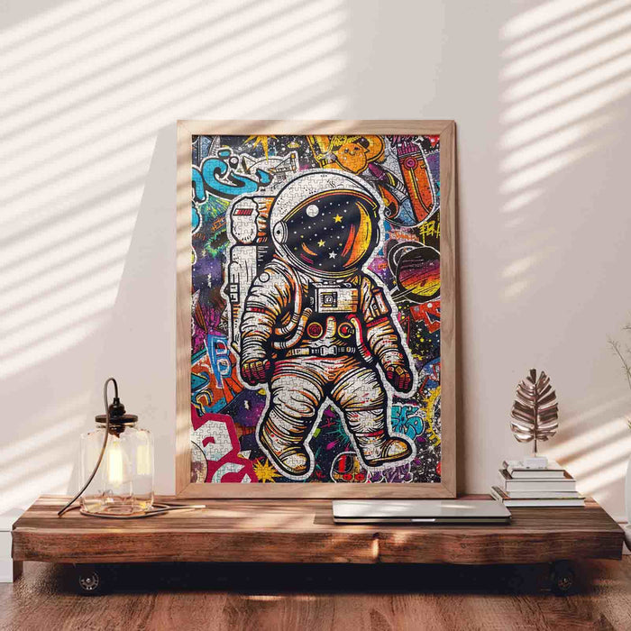 Graffiti Style Cute Astronaut Jigsaw Puzzle