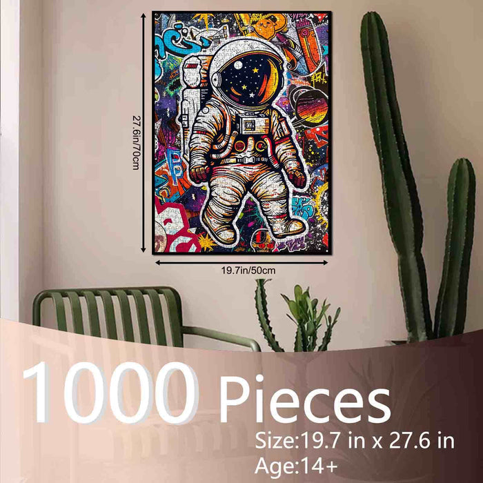 Graffiti Style Cute Astronaut Jigsaw Puzzle