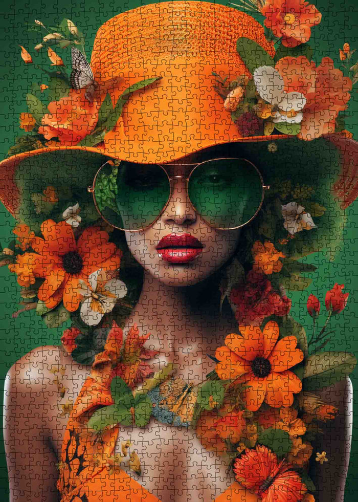 Graffitic Woman and Tropical Plants Jigsaw Puzzle