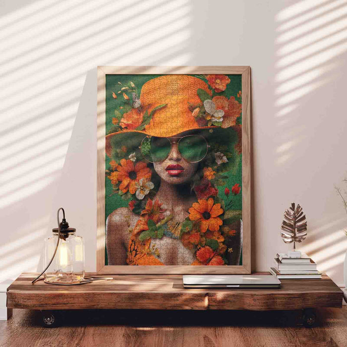 Graffitic Woman and Tropical Plants Jigsaw Puzzle
