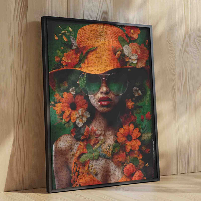 Graffitic Woman and Tropical Plants Jigsaw Puzzle