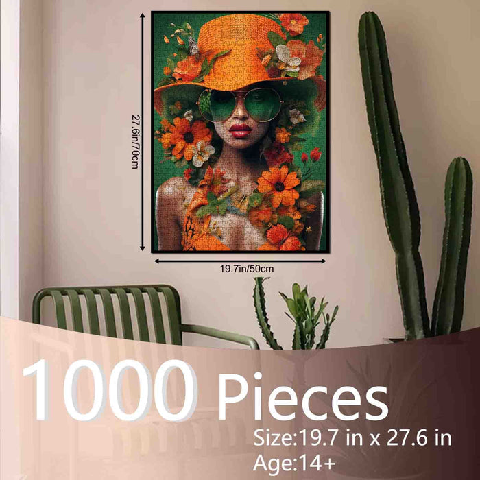 Graffitic Woman and Tropical Plants Jigsaw Puzzle