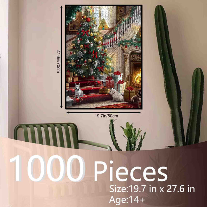 Grand Christmas Hall with Sparkling Tree Jigsaw Puzzle