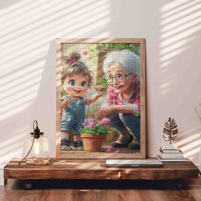 Grandma and Granddaughter Gardening Jigsaw Puzzle