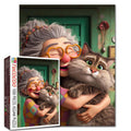 Grandma and Her Fluffy Cat Jigsaw Puzzle