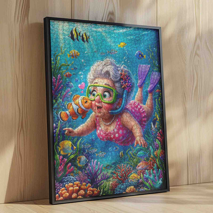 Grandma Snorkeling Coral Reef Adventure Jigsaw Puzzle