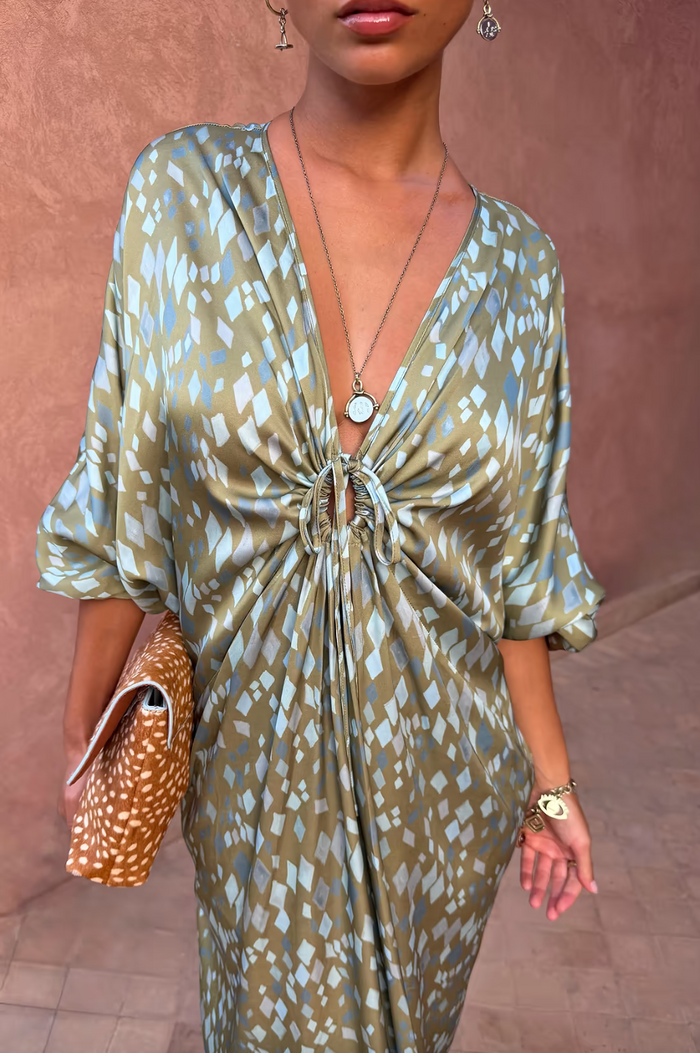 Green Diamond Print Toria Dress