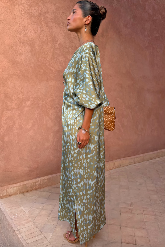 Green Diamond Print Toria Dress