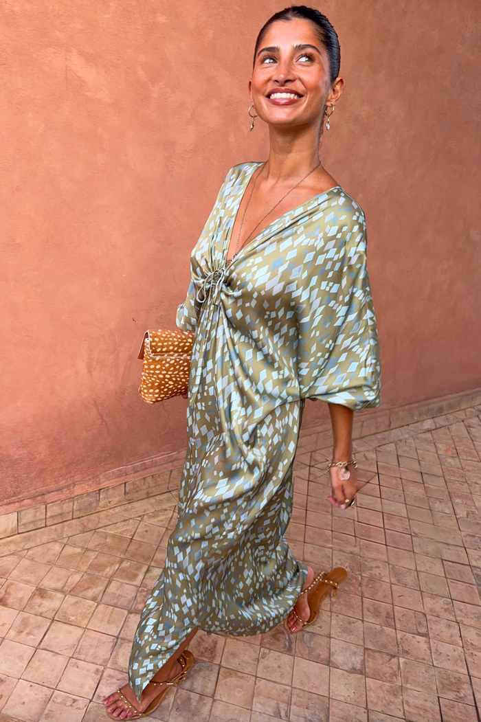 Green Diamond Print Toria Dress