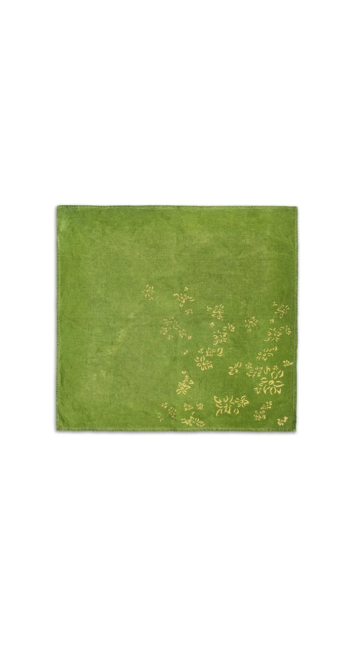 Green &  Gold Foil Falling Flower Dinner Napkins