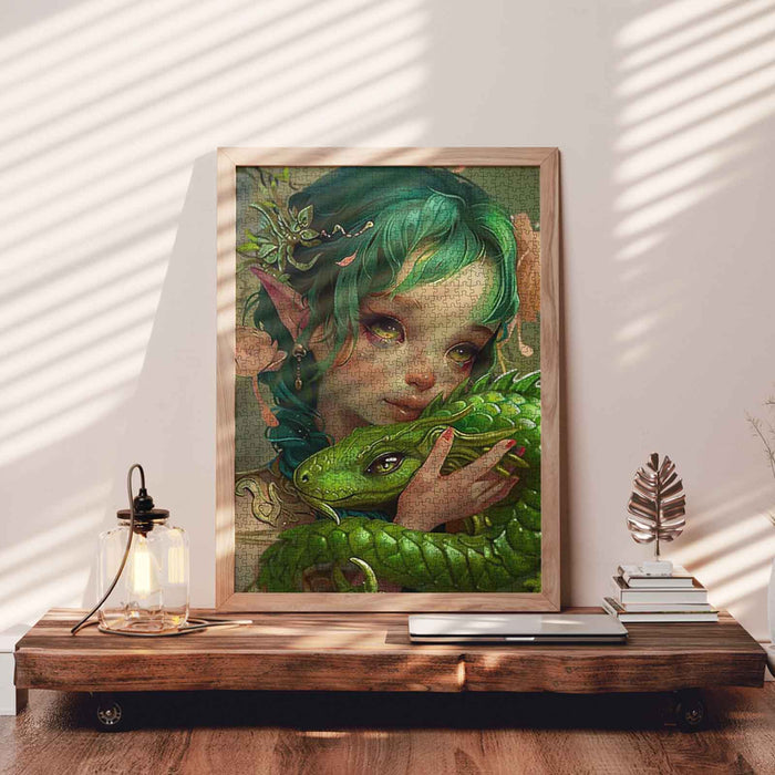 Green-haired Girl with Dragon Jigsaw Puzzle