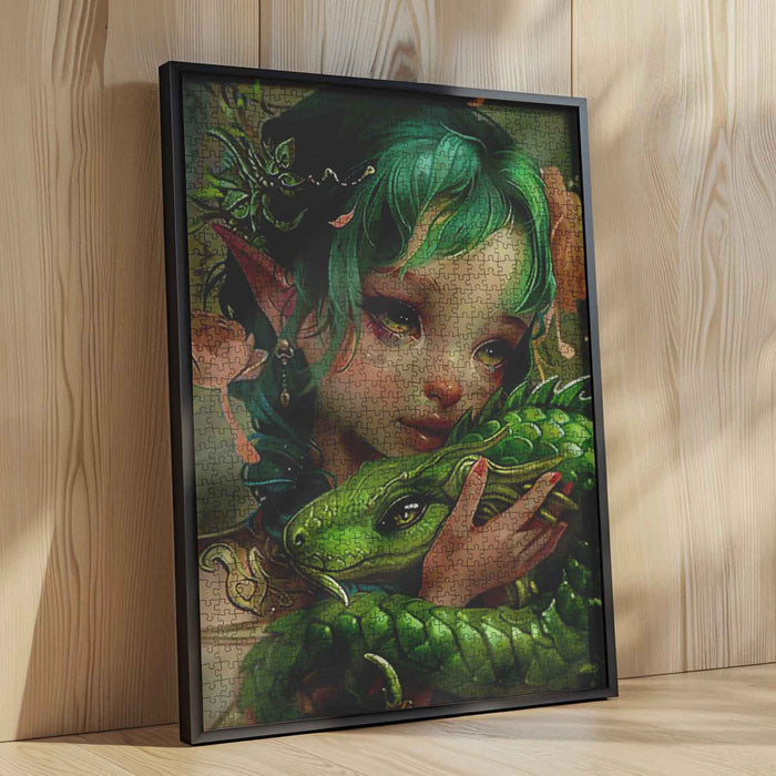Green-haired Girl with Dragon Jigsaw Puzzle