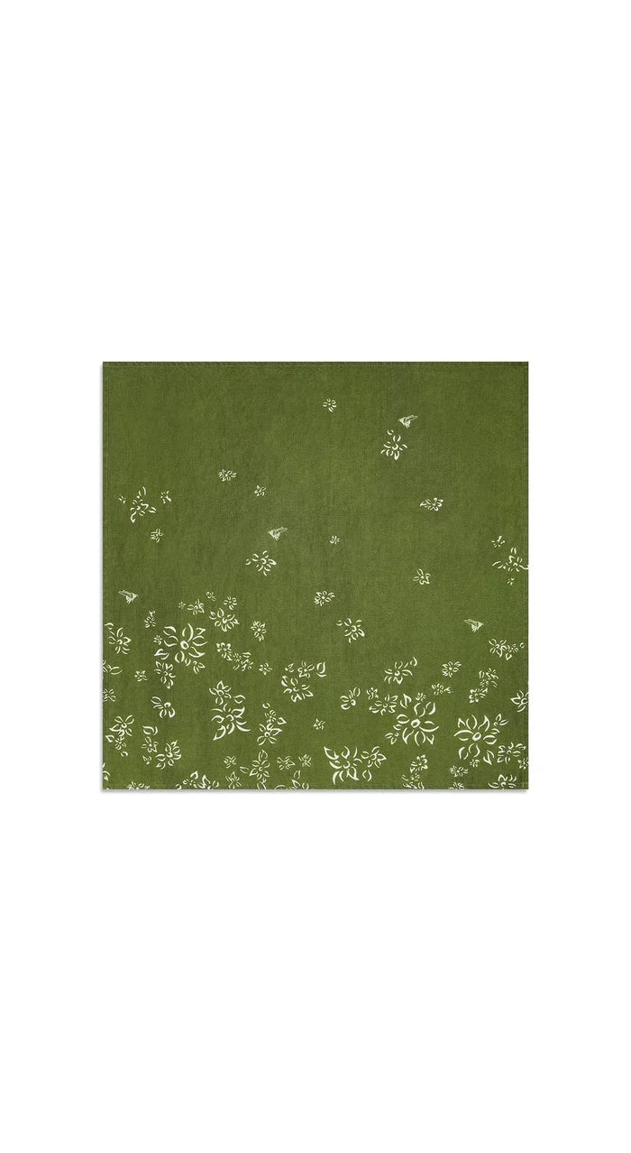 Green & White  Falling Flower Dinner Napkins