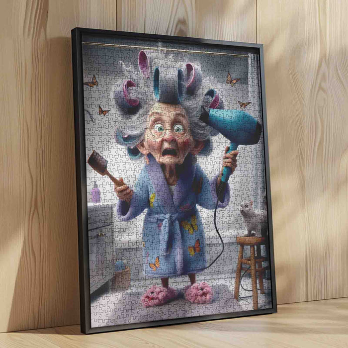 Hair Dryer Panic Granny Jigsaw Puzzle