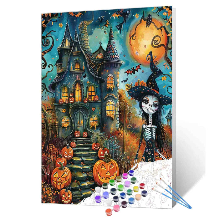 Halloween Girl Elf Witch Paint by Numbers