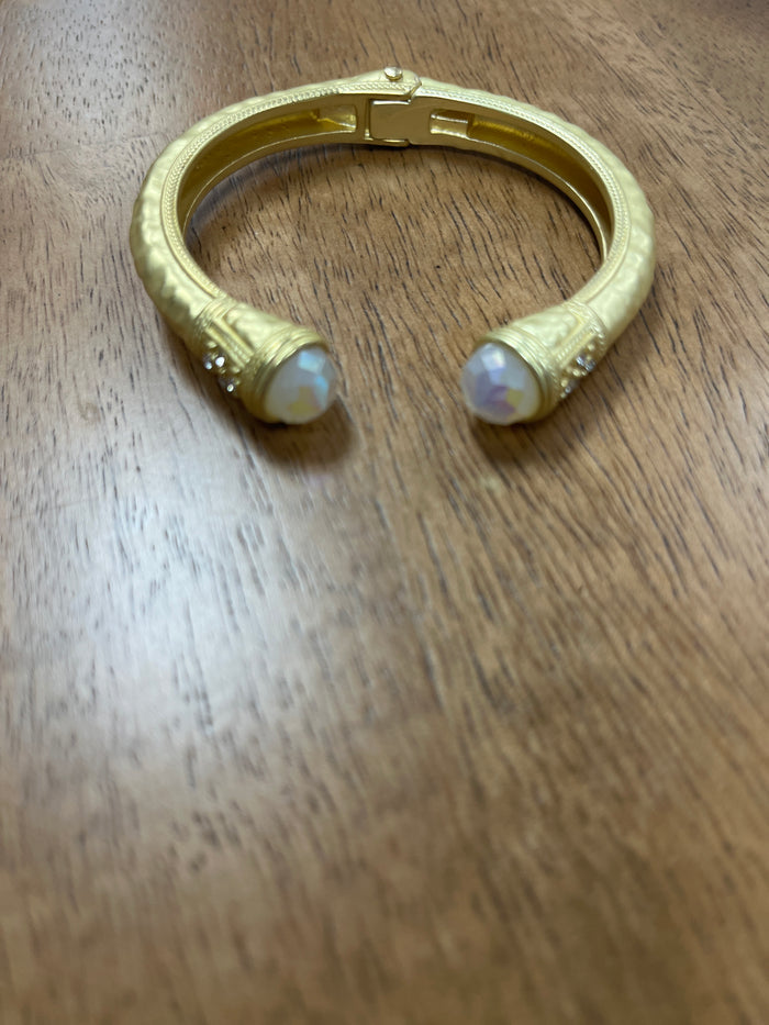 Hammered matte gold cuff bracelet