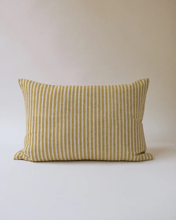 Hand Block-printed Linen Pillowcase, Sonal Khaki