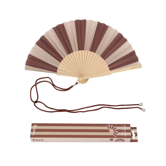 Hand Fan - Brown + Beige Stripe