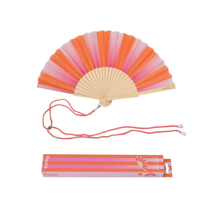 Hand Fan - Pink and Orange Stripes