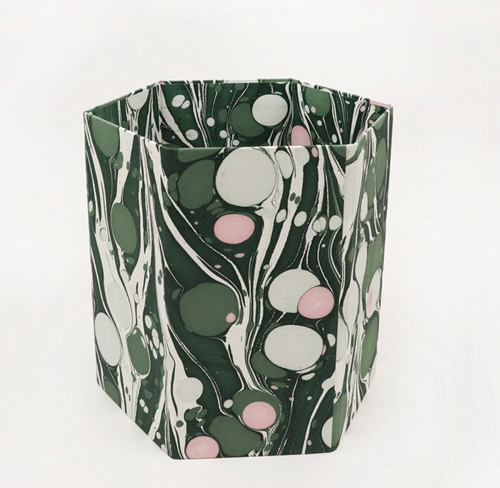 Hand Marbled Hexagon Collapsible Basket