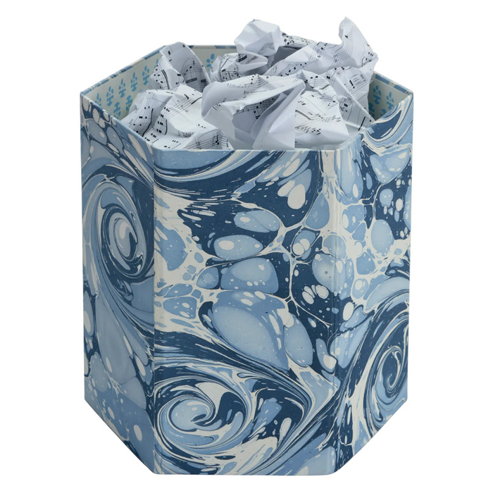 Hand Marbled Hexagon Collapsible Basket