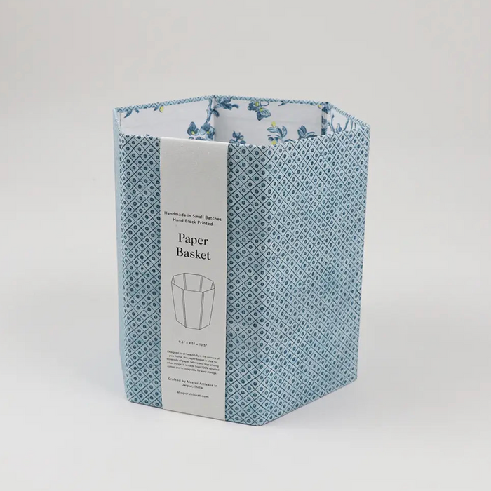 Hand Marbled Hexagon Collapsible Basket