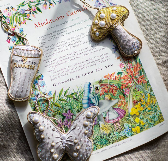 Handmade Toadstool Christmas Holiday Decoration Irish Linen