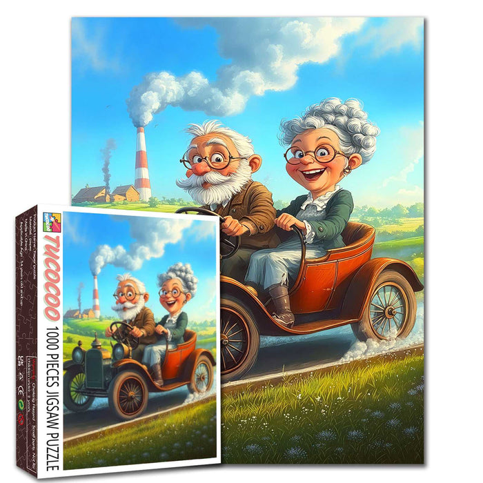 Happy Road Trip Grandma and Grandpa Jigsaw Puzzle