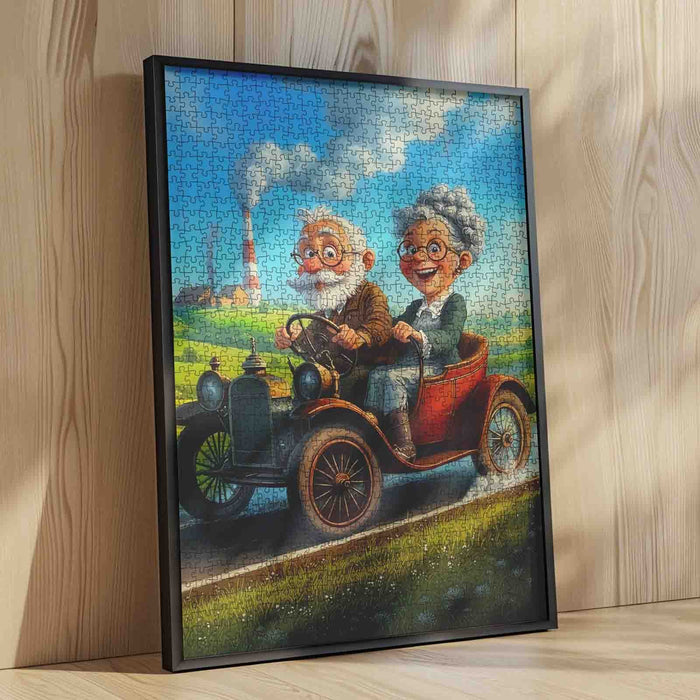 Happy Road Trip Grandma and Grandpa Jigsaw Puzzle