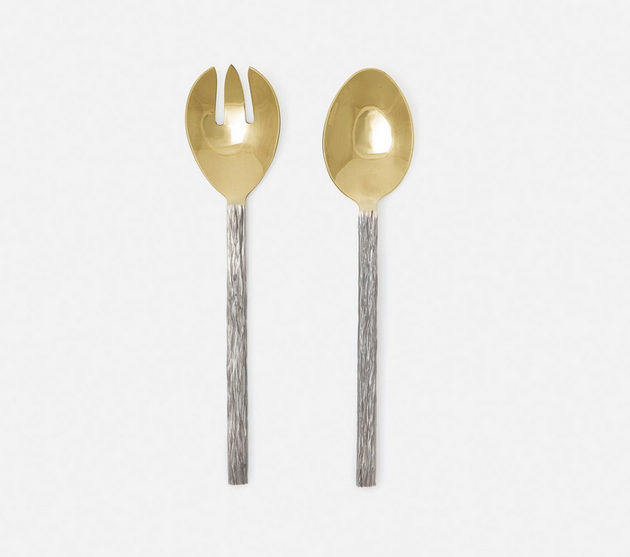 Harrison Silver Faux Bois/ Polished Gold Serving Set