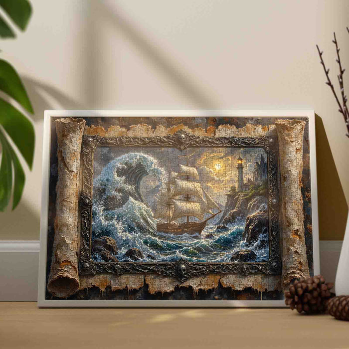 Haunted Ghost Wave Pirate Ship Lighthouse Jigsaw Puzzle