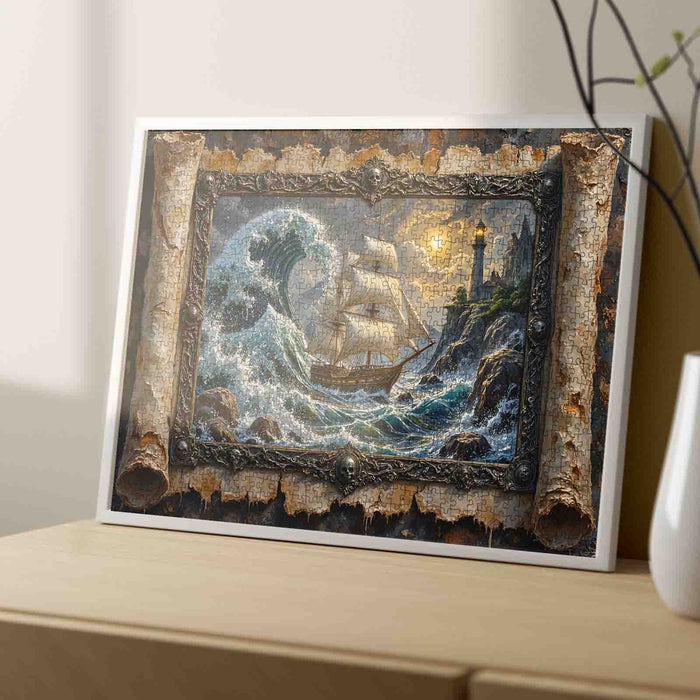 Haunted Ghost Wave Pirate Ship Lighthouse Jigsaw Puzzle