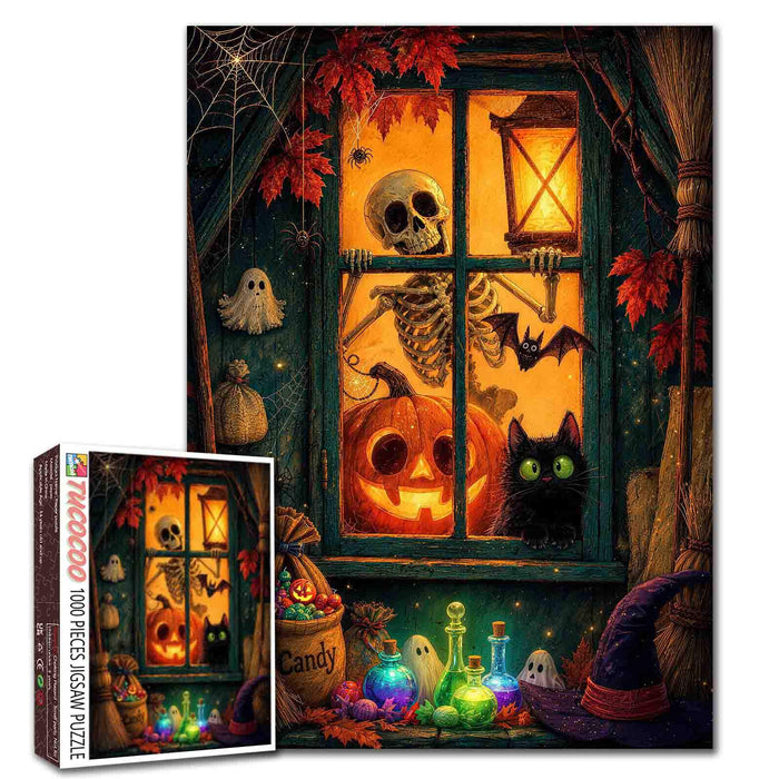 Haunted Halloween Window Jigsaw Puzzle