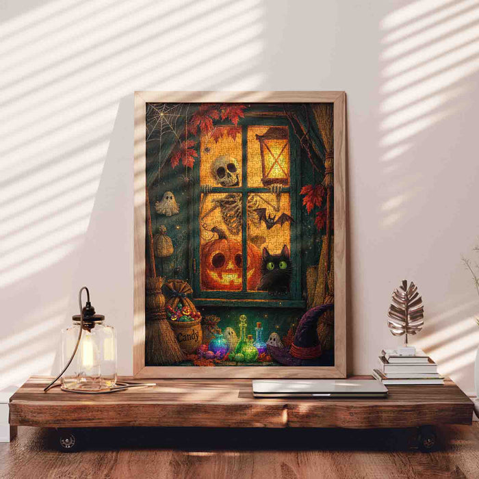 Haunted Halloween Window Jigsaw Puzzle