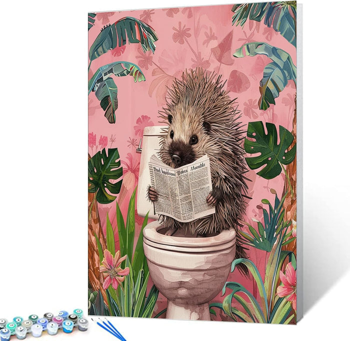 Hedgehog on the Toilet Paint by Numbers
