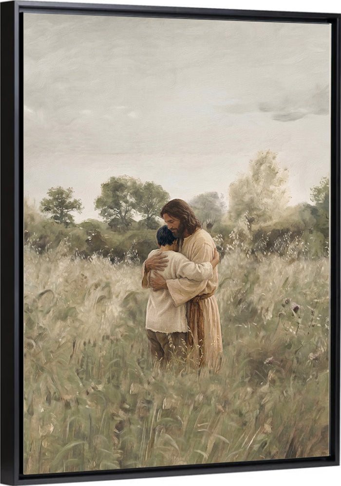 His Embrace - Black Hair Boy - Canvas