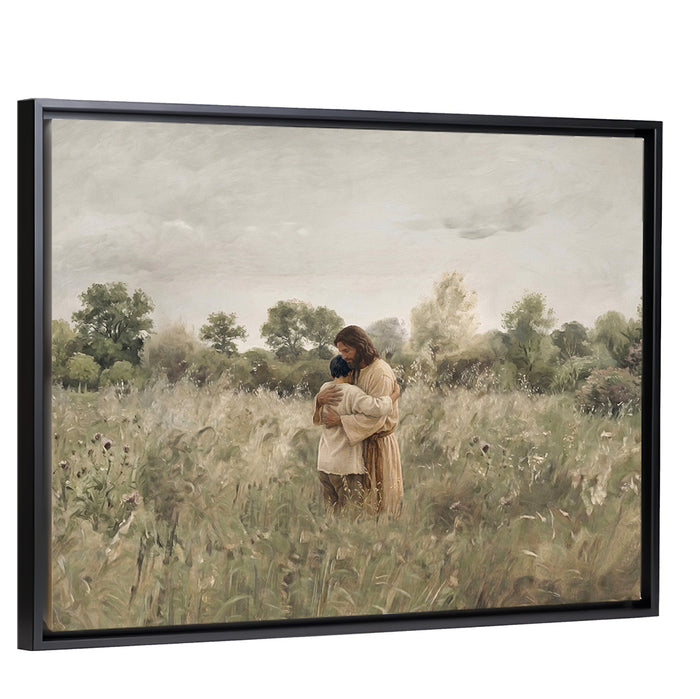 His Embrace - Black Hair Boy - Canvas