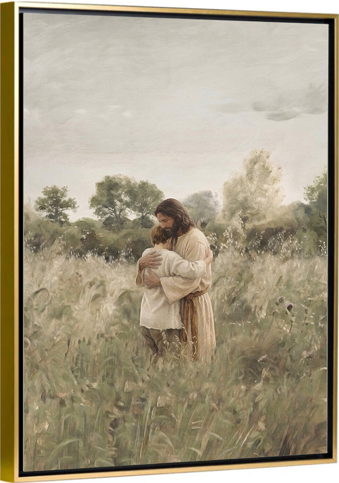 His Embrace - Brown Hair Boy - Canvas