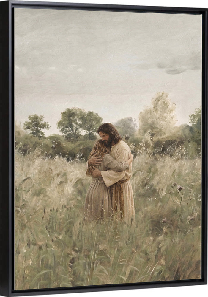 His Embrace - Brown Hair Girl - Canvas